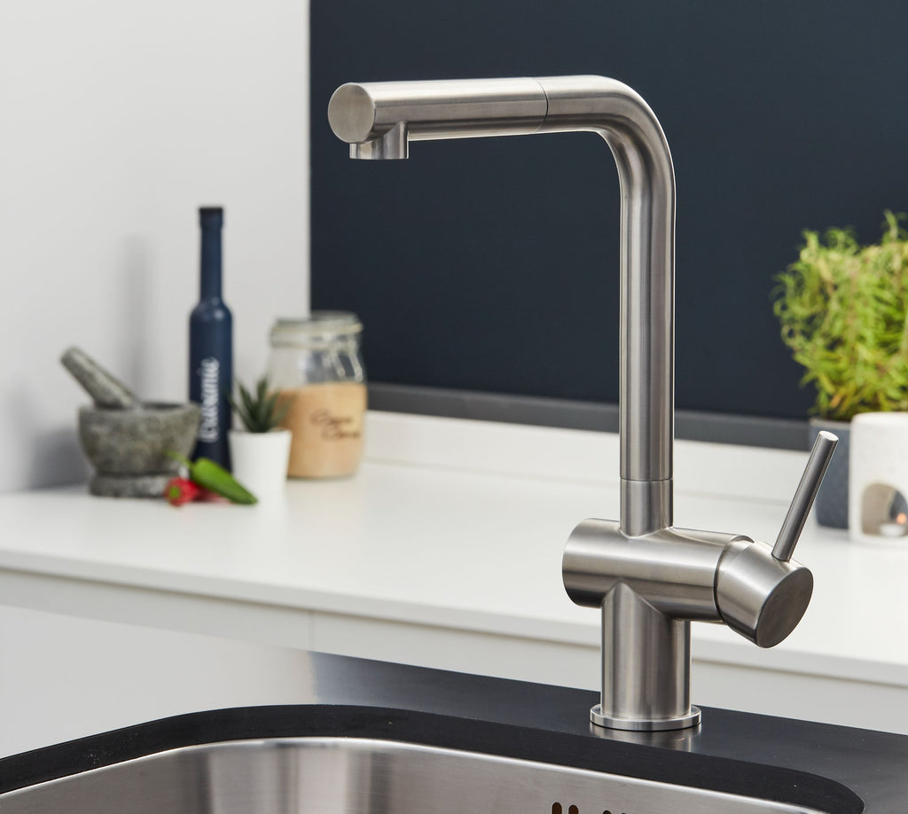 Ingleton L Shaped Single Lever Handle Pull Out - Brushed Nickel