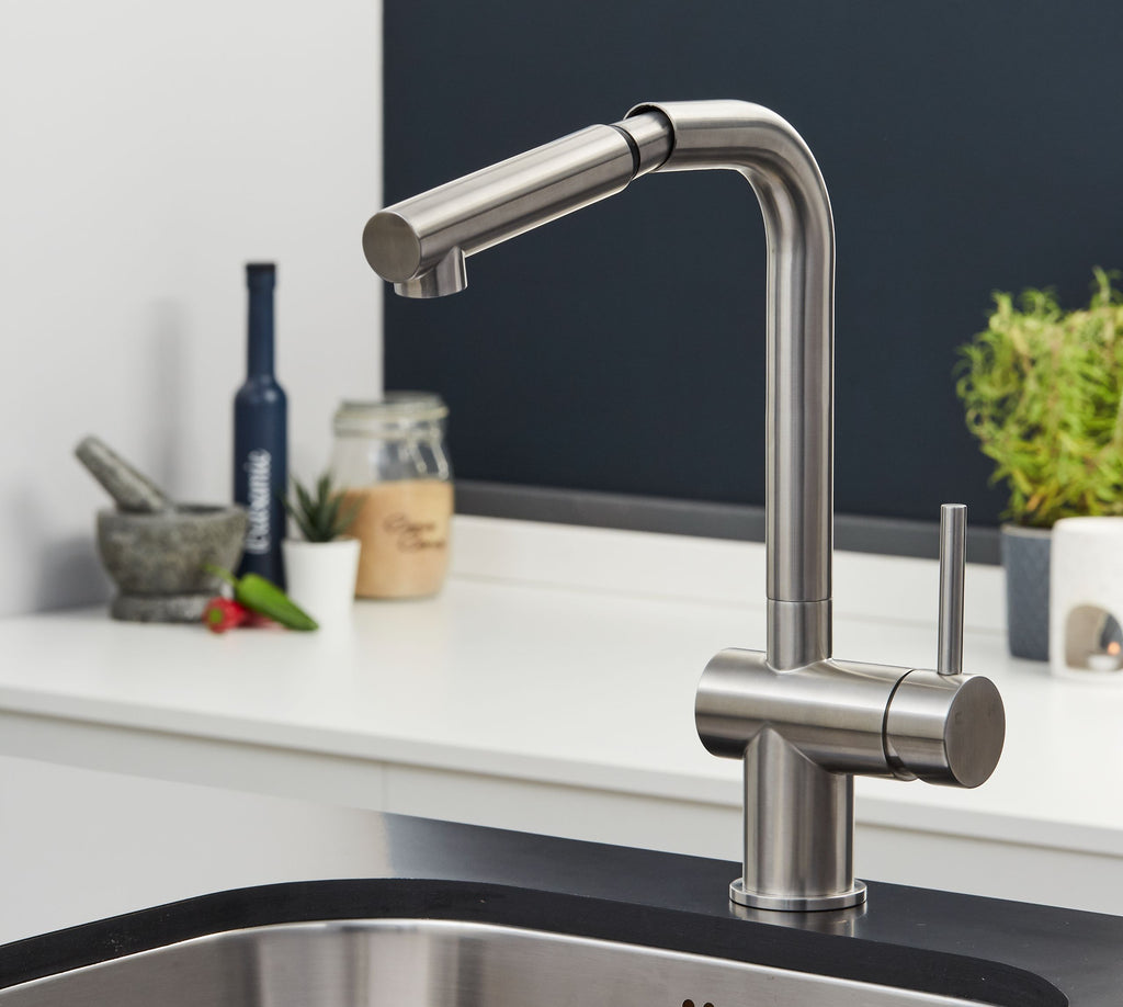 Ingleton L Shaped Single Lever Handle Pull Out - Brushed Nickel