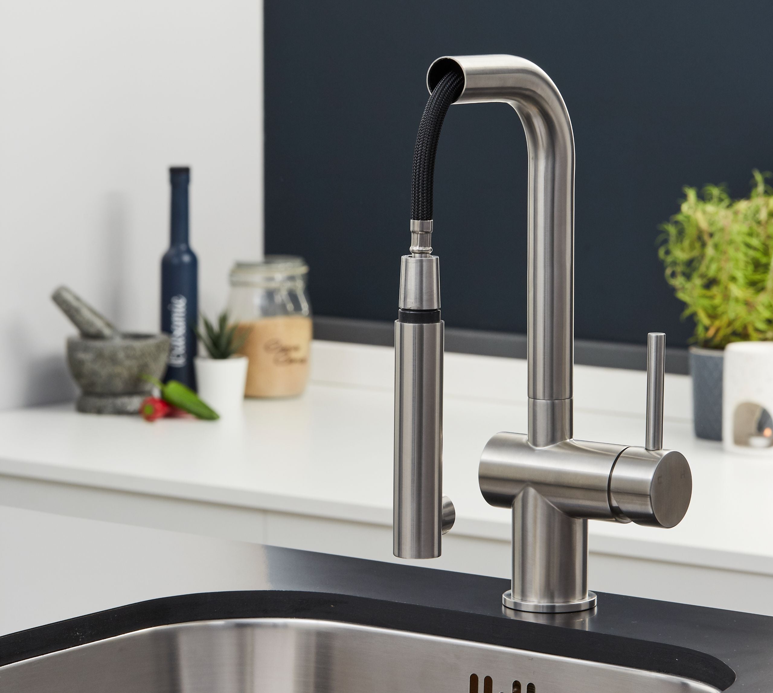 Ingleton L Shaped Single Lever Handle Pull Out - Brushed Nickel