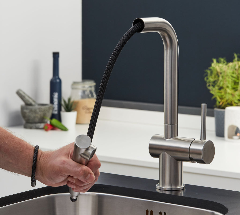 Ingleton L Shaped Single Lever Handle Pull Out - Brushed Nickel