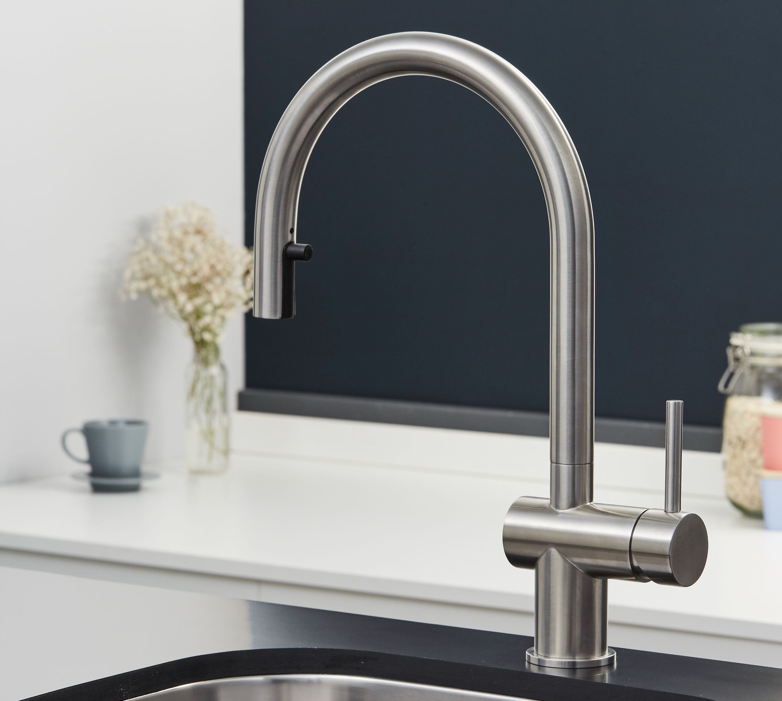 Rievaulx Pull Out Tap - Brushed Nickel