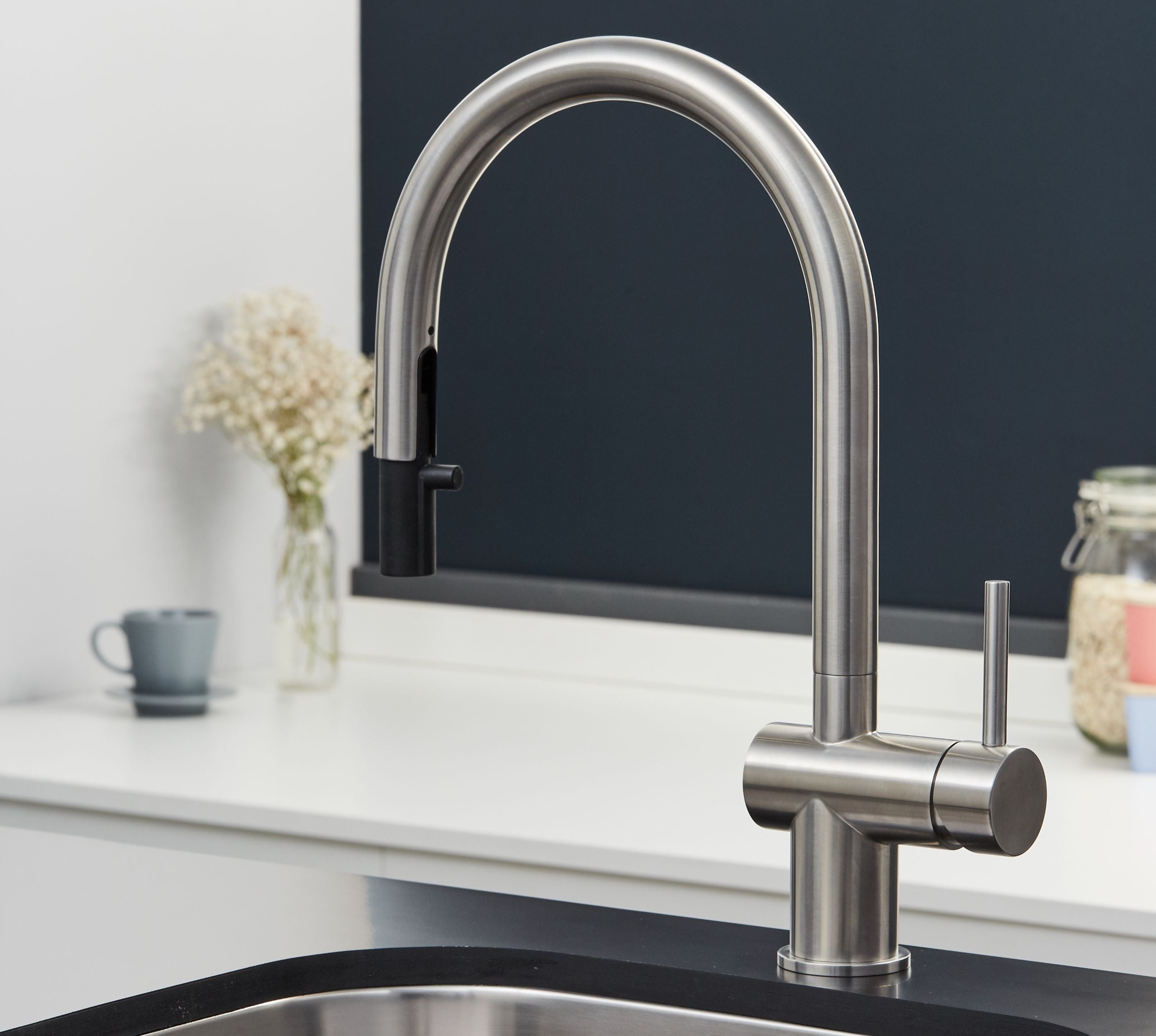 Rievaulx Pull Out Tap - Brushed Nickel