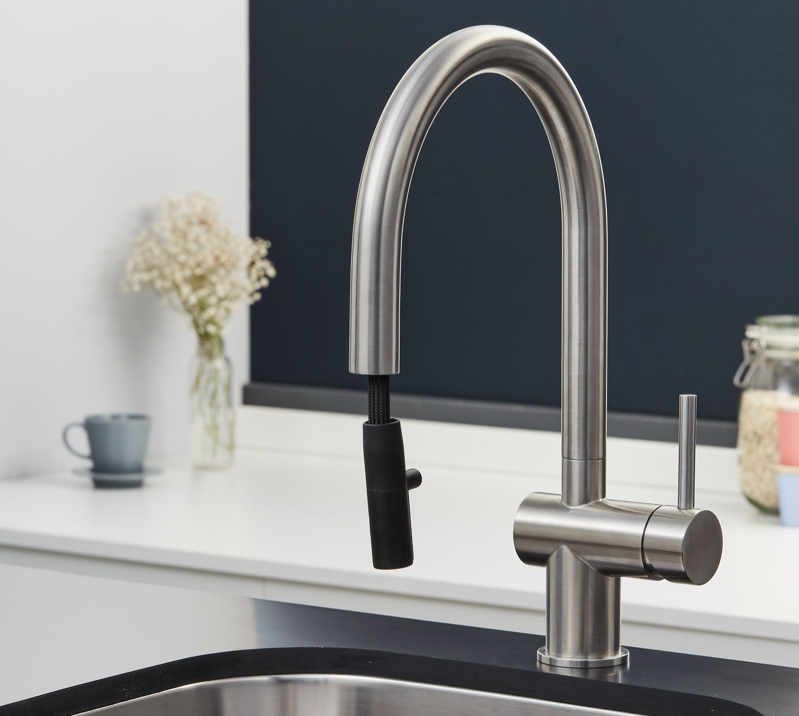 Rievaulx Pull Out Tap - Brushed Nickel