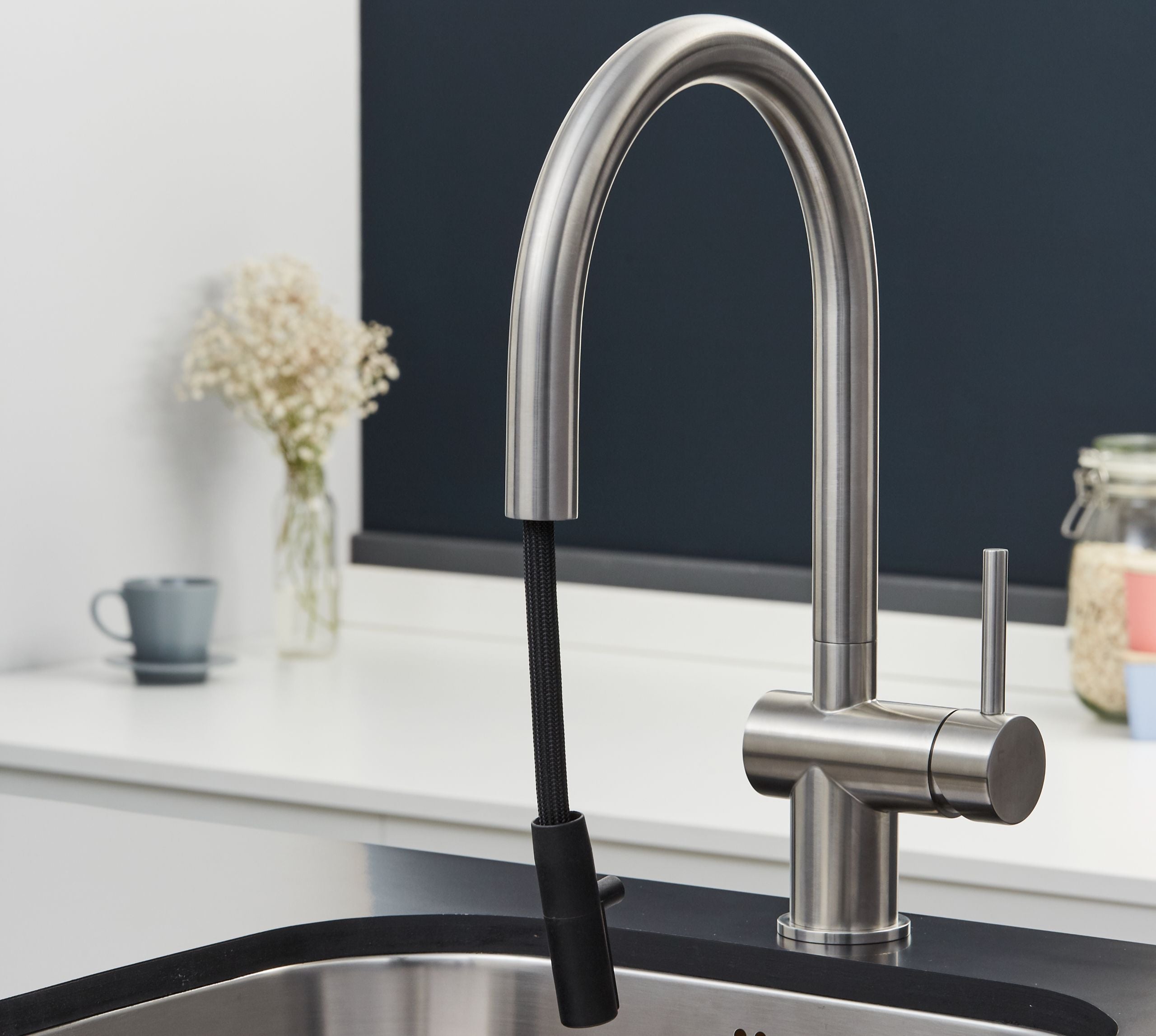 Rievaulx Pull Out Tap - Brushed Nickel