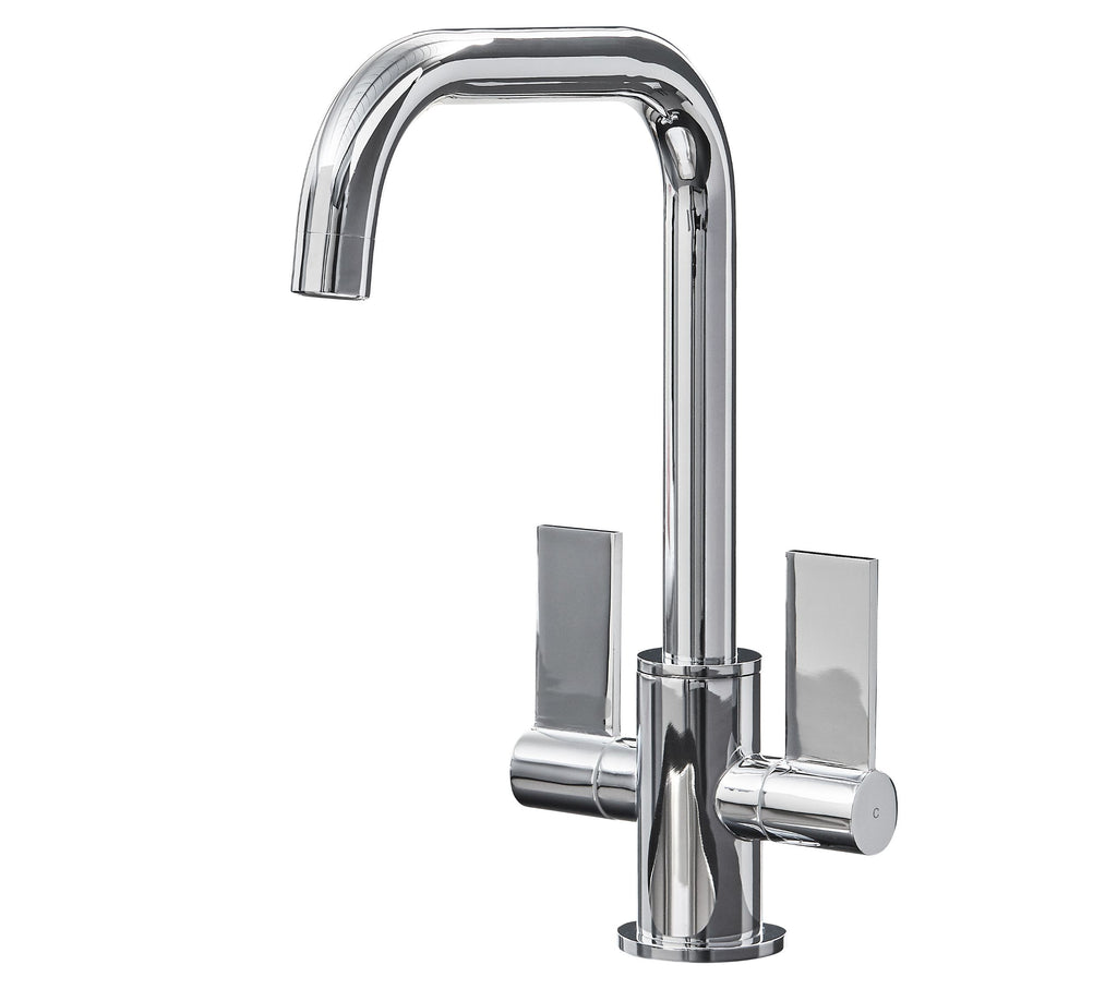 Malton Mono Bloc Flat Twin Lever Handles with Round D shaped Spout - Chrome