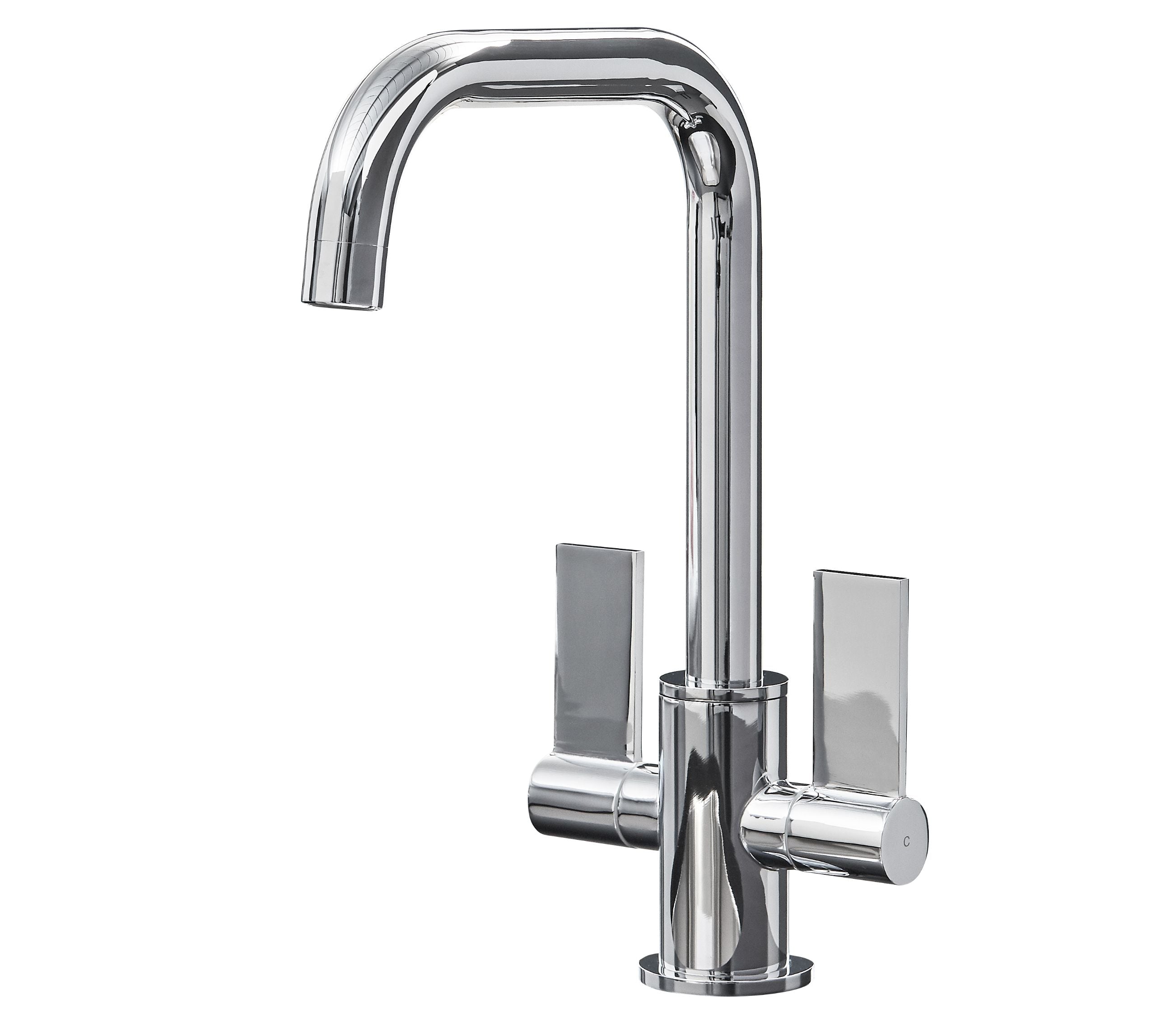 Malton Mono Bloc Flat Twin Lever Handles with Round D shaped Spout - Chrome