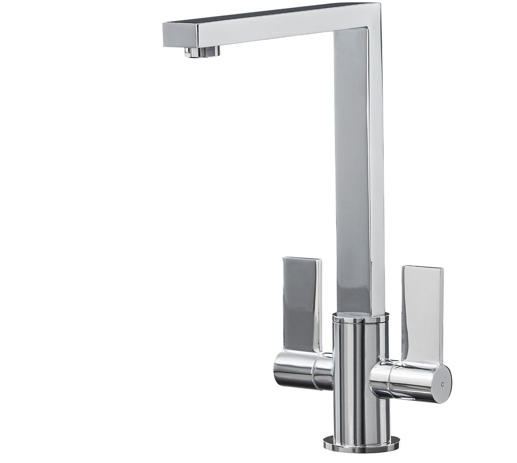 Ayton Mono Bloc Twin Flat Handle Square Spout - Chrome