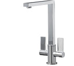 Ayton Mono Bloc Twin Flat Handle Square Spout - Chrome