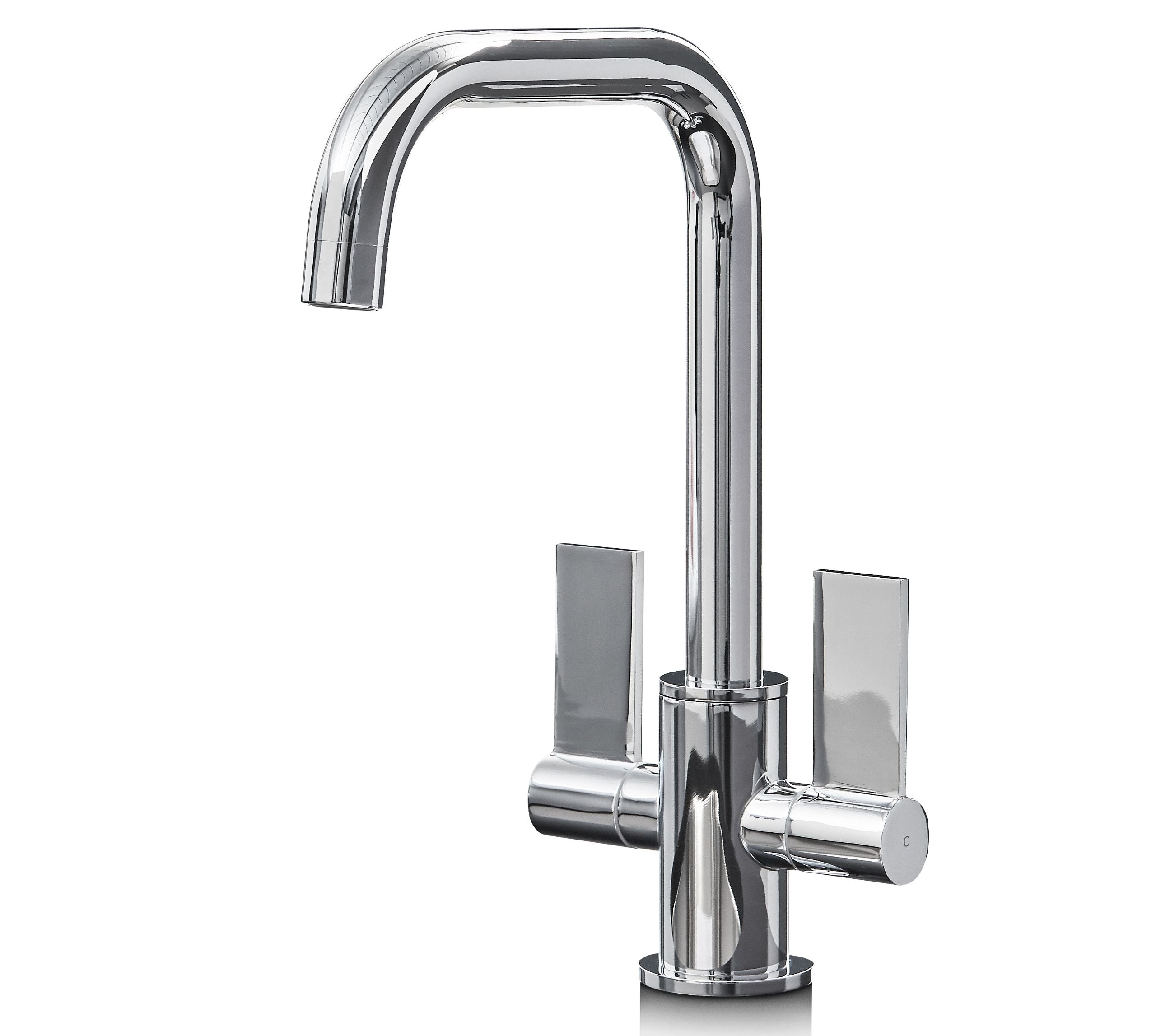 Malton Mono Bloc Flat Twin Lever Handles with Round D shaped Spout - Chrome