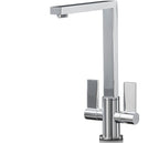 Ayton Mono Bloc Twin Flat Handle Square Spout - Chrome