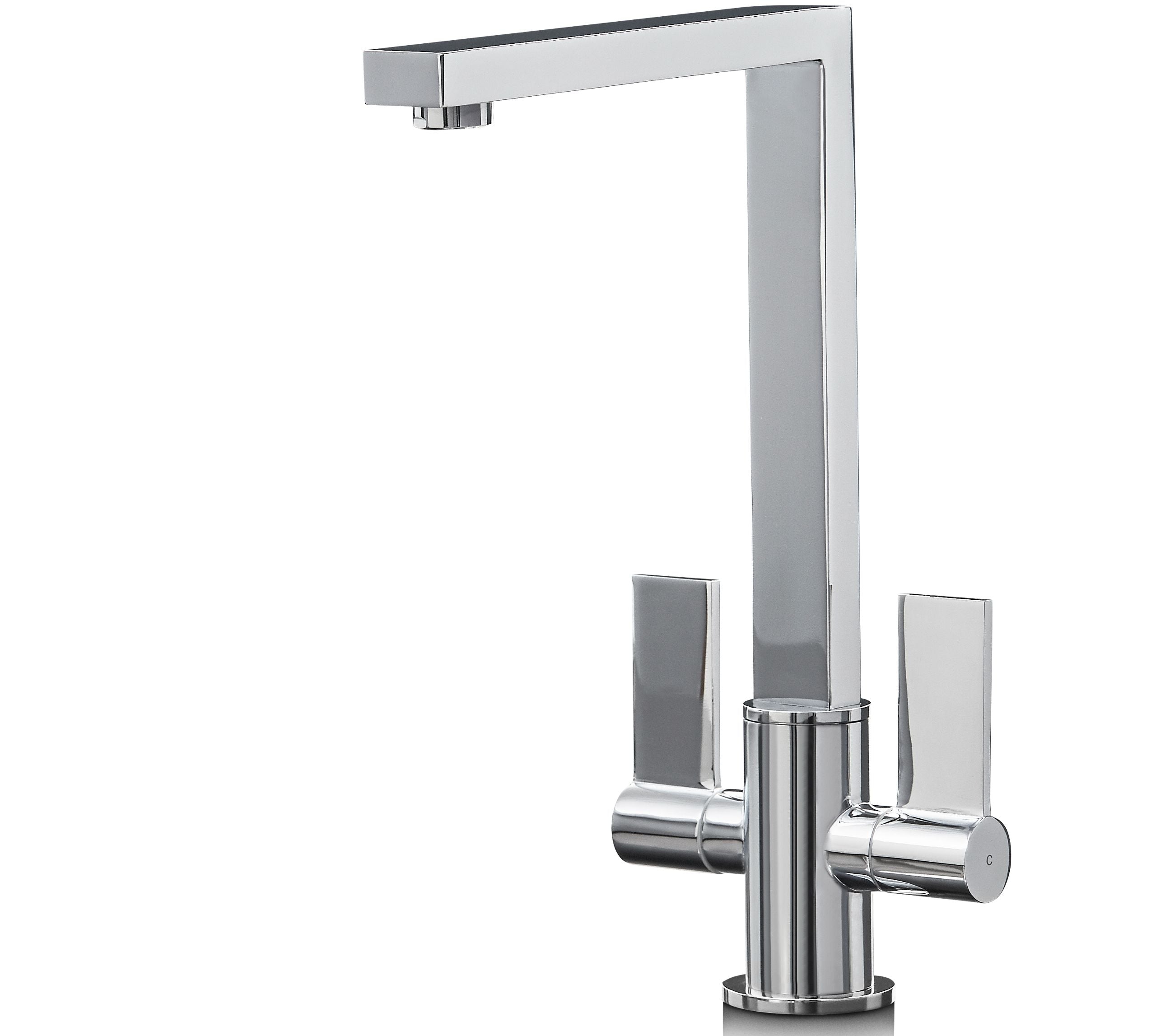 Ayton Mono Bloc Twin Flat Handle Square Spout - Chrome
