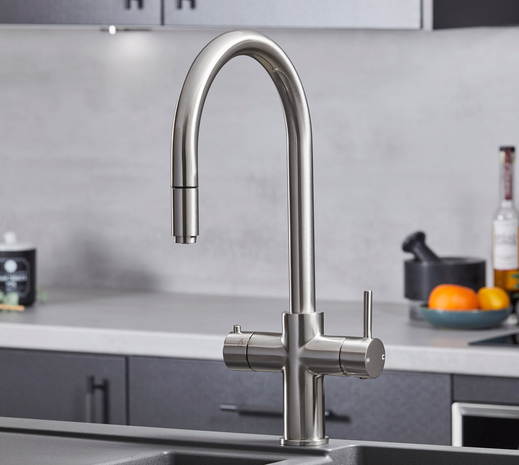 Astra 3-in-1 Pull-Out: Swan Neck - Brushed Nickel