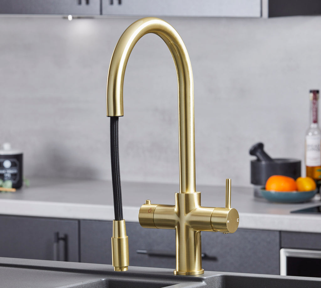 Astra 3-in-1 Pull-Out: Swan Neck - Gold