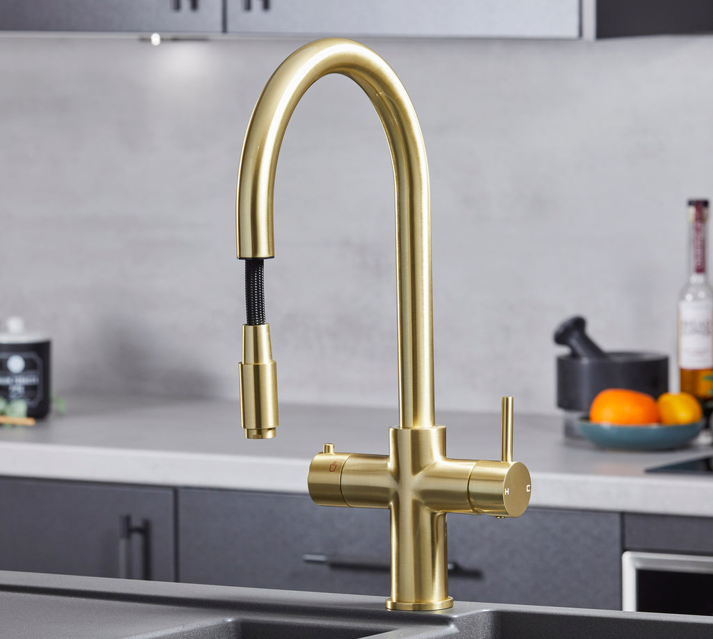 Astra 3-in-1 Pull-Out: Swan Neck - Gold